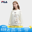 FILA 斐乐官方女子编织衫2023冬季新款时尚休闲宽松套头猫猫毛衣 浅米白色-IV 165/84A/M