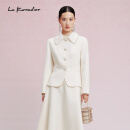 拉珂蒂（La Koradior）【羊毛】2024新款白色羊毛大衣香风钉珠外套女 白色 M