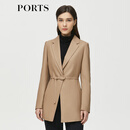 PORTS 宝姿秋冬新品女装长袖短皮衣ALM9U007NZS039 DECADENT PLUM L