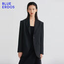 BLUE ERDOS西装女气质通勤职场羊毛混纺黑色休闲西服外套B235J1025 黑 S (160)