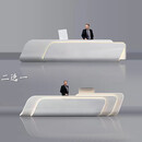 众仁家具烤漆玻璃钢前台接待台美容院吧台口腔医院收银商场异形柜台可定制 B款 3.5米