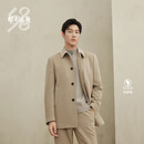 鄂尔多斯1980秋冬纯羊绒翻领单排扣男短款简约通勤羊绒大衣 灰驼 L 175/96A