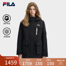 FILA 斐护科技|斐乐官方女士棉服2024冬新款休闲宽松保暖防水连帽外套 正黑色-BK 175/92A/XL