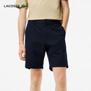 LACOSTE法国鳄鱼男装松紧裤腰亚麻混纺斜纹面料简约通勤短裤|GH7989 166/藏青色 M 4