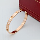 【二手99新】 Cartier卡地亚手镯LOVE系列 18K金 宽版窄版玫瑰金无钻手镯 宽版无钻玫瑰金-宽度6.1mm 16号