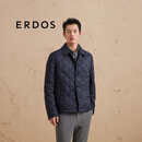 ERDOS 宽松商务休闲纯色菱格保暖棉衣男棉服外套 藏蓝 XL 180/100A