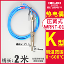 德力西热电偶热电阻K型PT100温度传感器探头温控压簧螺钉式测温线 K型/压簧式/2米 WRNT-01