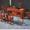 善匠良品 红木家具非洲花梨（学名：刺猬紫檀）茶桌 实木新中式茶桌椅组合 1.58M茶桌+大官帽/主人椅+4圈椅