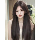 斯贝丝假发女长直发中分无刘海假发套黑色长发网红同款时尚蓬松全头套式 自然黑送发网发卡