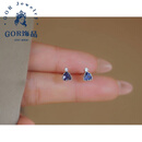 GOR坦桑石耳钉s925银女精致锆石镶嵌闪亮小巧精致迷你 银色一对