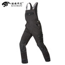 酷格邦尼工装背带裤男工作服耐磨连体汽修工机修工园艺师劳保反光条吊带裤 碳灰磨毛背带裤 XL/175