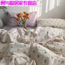 魔都田园碎花宿舍水洗棉四件套被套少女混搭床单床品 小月莓 1.2床宿舍款三件套