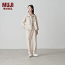 无印良品（MUJI）女式 木棉混灯芯绒抽褶宽版裤 裤子女款秋冬款休闲裤长裤24年冬 象牙色 M （160/66A）