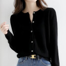 初申春秋针织衫女毛衣外套打底衫长袖开衫秋冬上衣 SW17ZS956 黑色