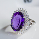 温似俞天然紫水晶可调节戒指女s925紫色宝石活口新款气质环时尚显白 13X18mm