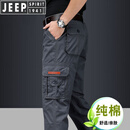 吉普吉普（JEEP）品牌男装纯棉休闲多口袋工装裤男士宽松户外直筒春秋 灰色 (薄款) 40 腰围3.05尺