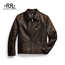 RRL 男装 经典款皮革夹克RL90197 001-黑色 S