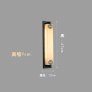 潼灯会新中式全铜户外防水壁灯天然云石大门两侧庭院别墅花园灯长条墙灯 户外壁灯黑擦金-福䘵47cm