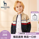 哈吉斯（HAZZYS）品牌童装男童开衫线衣春新款中大童小立领英伦风撞条开衫线衣 藏蓝 130