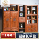 天匠奇材红木家具非洲花梨（学名：刺猬紫檀）全实木书架书柜新中式素面书柜三组合书橱玻璃门落地置物架储物 单个书柜  新中式  烫蜡/生漆工艺 榫卯
