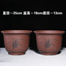 紫砂花盆大号兰花盆阳台种菜盆栽花卉特大号陶瓷花盆  馳爵 藕色 平角金钟25cm一对 尺寸参照图片