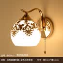 自带开关的壁灯   LED卧室床头灯带拉线开关现代简约阳台楼梯客厅过道双头墙壁灯 玫红色 BD06-1带拉线开关