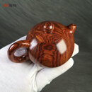 淘吻海黄油梨茶壶虎皮纹海南黄花梨老料把把壶手把玩件西施壶红木小壶