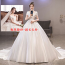 乌拓孕妇婚纱高腰缎面法式主新娘2024新款大码胖mm200斤感大拖尾 白色拖尾+头纱 L