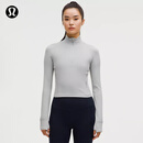 lululemon丨It's Rulu 女士运动罗纹短款半拉链衫 芯吸 LW3IO6S 银滴灰 M