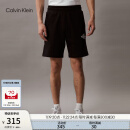 Calvin Klein Jeans夏季男士字母叠印ck松紧腰纯棉休闲运动针织短裤J324250 BEH-太空黑 M