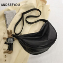 ANDSEEYOU潮牌 斜挎包 精品女士包包女包牛皮饺子包高级感质感小众休闲斜挎 黑色