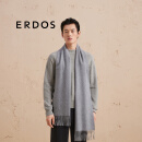 ERDOS 纯羊绒水纹刺绣商务休闲保暖男士围巾 钢灰色 180cmX40cm