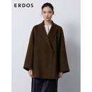 ERDOS 宽松插肩袖青果领复古时髦羊绒双面呢女毛呢大衣 可可 160/84A/M