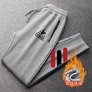 乐卡克（Le coq sportif）法国大公鸡休闲运动裤男春秋冬季新款时尚百搭跑步束脚长裤子 浅灰加绒平脚卫裤 红黑三杠 L码建议120-140斤