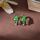 贝柚翡翠耳饰耳钉耳拍18k金冰种天然缅甸玉简约时尚百搭鉴定证书 叶子加钻18k白叶子耳拍绿色