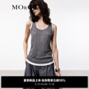 MO&Co.2024夏新品天丝羊毛交织轻薄假两件叠穿背心上衣MBD2VET019 中花灰色 M/165