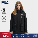 FILA 斐护科技|斐乐官方女士棉服2024冬新款休闲宽松保暖防水连帽外套 正黑色-BK 175/92A/XL