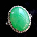 门宾翡翠冰甜阳绿鸽子蛋戒指18k金镶钻珠宝缅甸翡翠首饰女款送礼