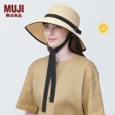 无印良品（MUJI）防紫外线 可水洗折叠 宽边帽帽子防晒帽夏季太阳帽草编帽DBA45A4S 米色 55-57cm