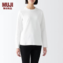 无印良品（MUJI）女式双罗纹编织 圆领长袖T恤条纹打底衫女款内搭早春新品BBC32A4S 白色 L (165/88A)