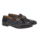 【95成新】菲拉格慕男士黑色牛皮革Gancini系列扣饰乐福鞋 便鞋 0758410_3E _ 90