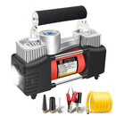 普力捷 车载充气泵预设胎压金属双缸便携式12v打气泵打气筒高压大功率汽车越野车充气泵带灯可测压 (数显款)双缸充气泵送电瓶夹+延长管+手提包