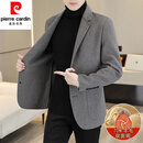 皮尔卡丹（pierre cardin）双面呢西装外套男春秋款羊毛呢子西服休闲高级感冬季新款羽绒大衣 驼灰【70羊毛】 XL 135-150斤