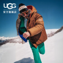 UGG冬季新款男女同款舒适保暖连帽休闲二合一双面穿棉服 1158696 PSG | 山核桃色/苔绿色 XXS /XS