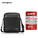 新秀丽（Samsonite）斜挎包精品男士单肩包牛皮革挎包时尚男包休闲实用TN5*09004黑色