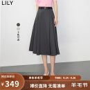 LILY2023秋新款女装优雅通勤高腰半身裙小个子a字裙高腰显瘦遮胯 501灰色 M