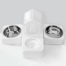 神经猫猫碗陶瓷双碗食盆猫咪喝水碗狗碗保护颈椎自动饮水宠物用品防打翻 【月光白】不锈钢三碗 防打翻 ，不湿嘴【猫狗通用】