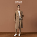 三只小山羊 【传承男款】 中长款双面呢外套高端英伦风100纯羊绒男士大衣  驼色 2XL