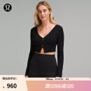 lululemon丨Ribbed Merino Wool 女士罗纹羊毛短款开衫 LW3HR2S 黑色 L