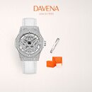 Davena【鞠婧祎同款】蒂玮娜五芒星手表女满天星轻奢手表生日礼物送女友 【JD】银色白带-甄橙礼盒+手镯